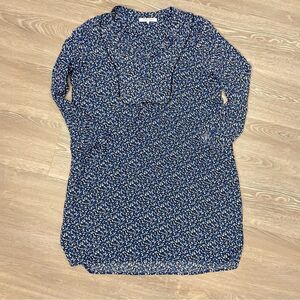 Gerard Darel Blue white Mini Print Short Dress, Blue Side Pockets